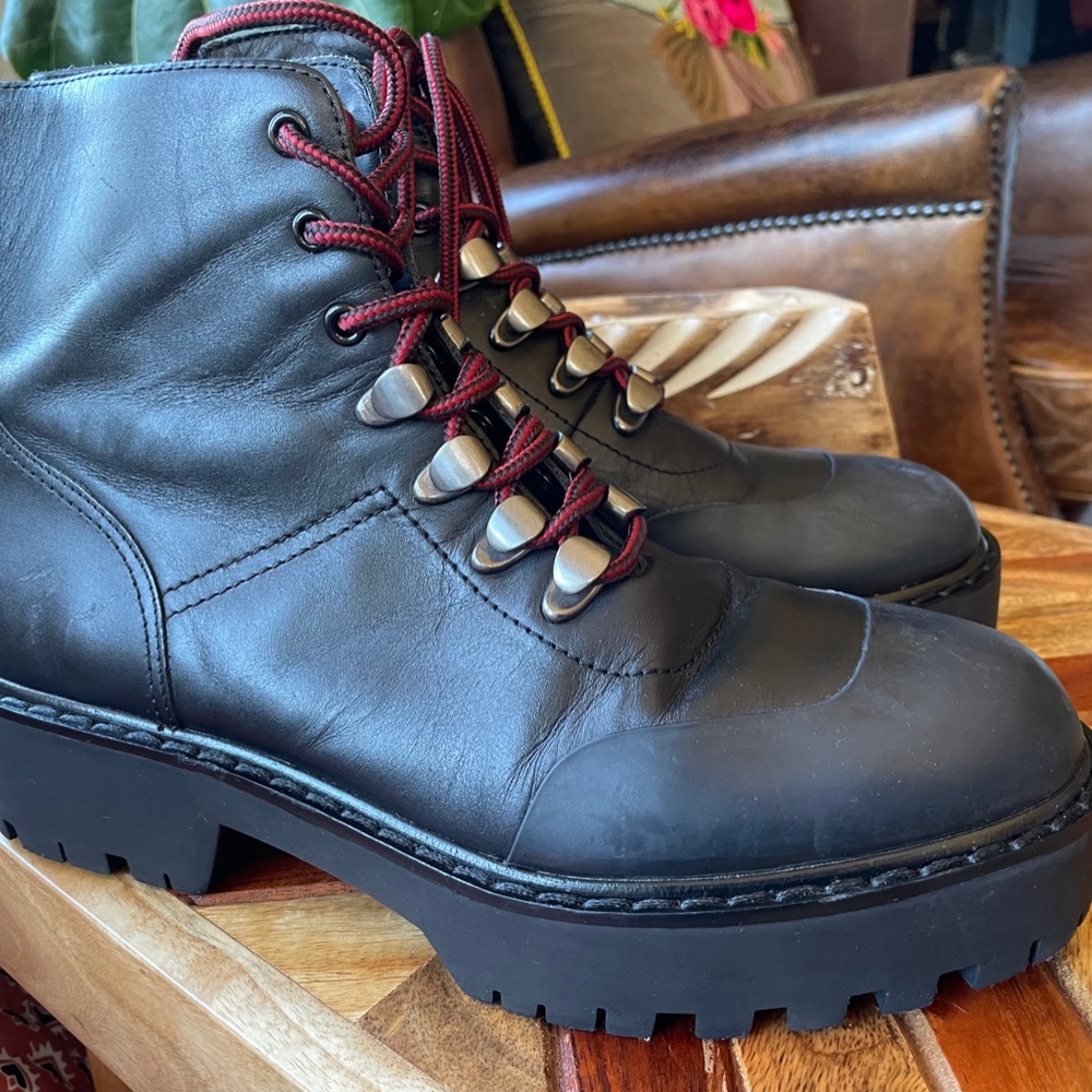 Zara Leather Combat Boots - Picture 2 of 9